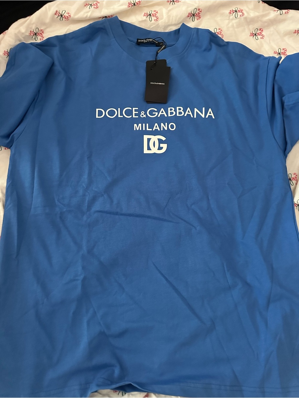 Dolce & Gabbana Royal Blue Milano Logo Short Sleeve Tee